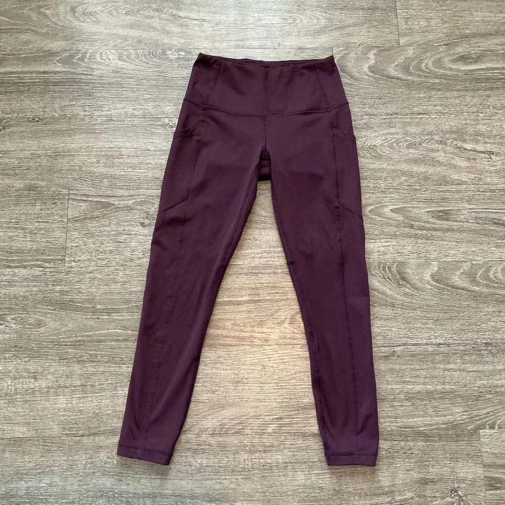 Yogalicious Lux High Waist Dark Cherry Leggings Size XS Pockets